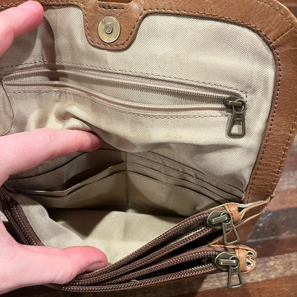 Lucky Tan Leather Crossbody Bag